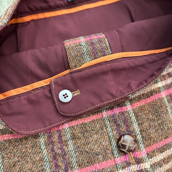 Talbots Plaid Wool Skirt With Lining Womens Size 6 Brown Pink Button Front - Picture 6 of 9